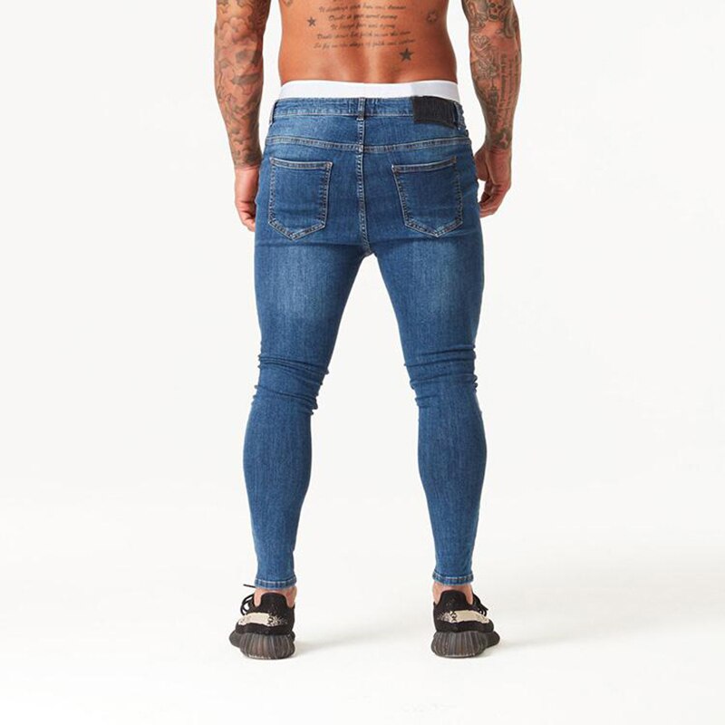 sprühen auf Männer der Jeans Zerrissene Hosen Super schlank Fitnessraum Sport strecken Denim Hosen Elastische Europäischen Jeansy: XXL