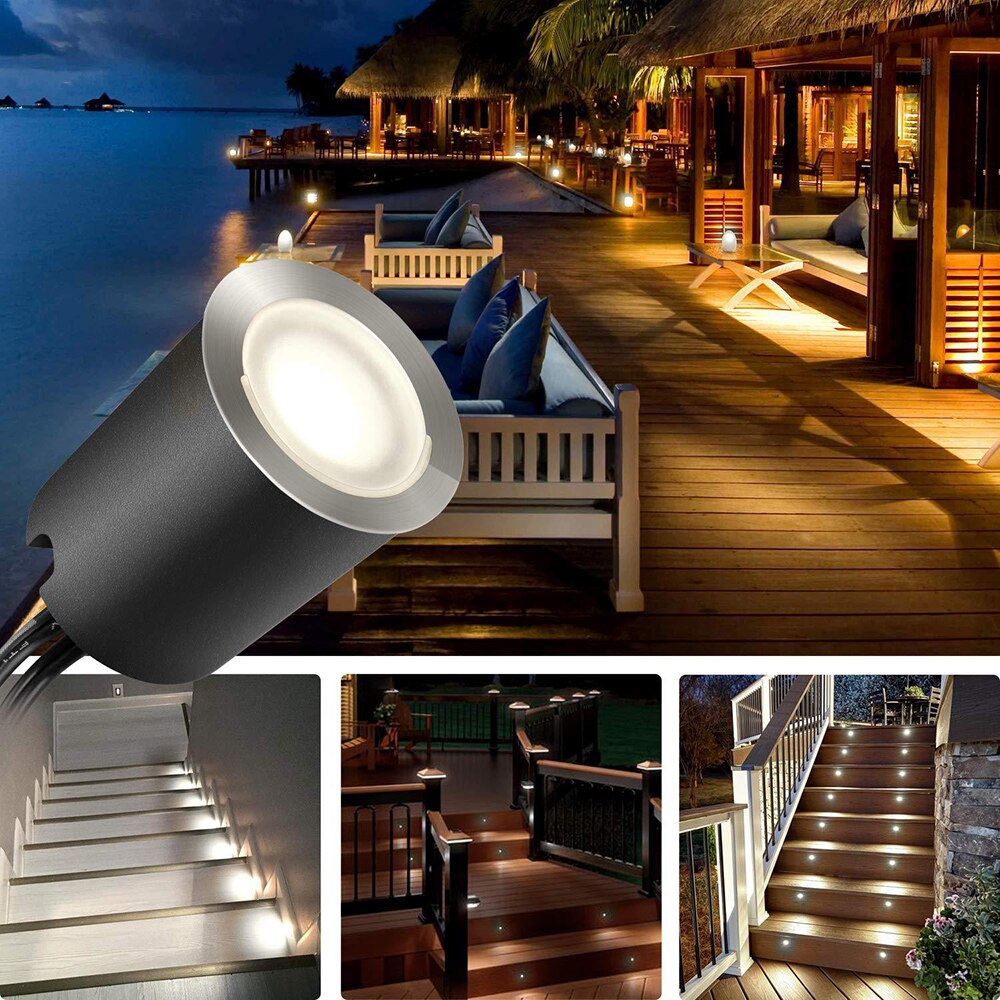 Cool White 12V Outdoor Landscape Garden Patio LED Deck Recessed Lights Waterproof