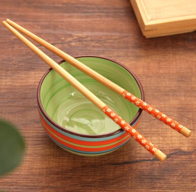 Palillos florales pequeños, palillos de madera para cocinar fideos, olla para freír, palitos de comida de estilo chino, herramientas de cocina, 1 par: 1
