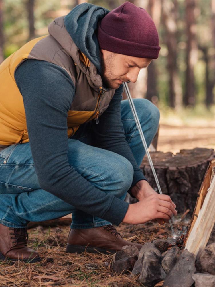 Gear brandbælge 2 stk/sæt sammenklappelig udendørs blæsebrandrør i rustfrit stål teleskopisk blæserrør til campingrejser