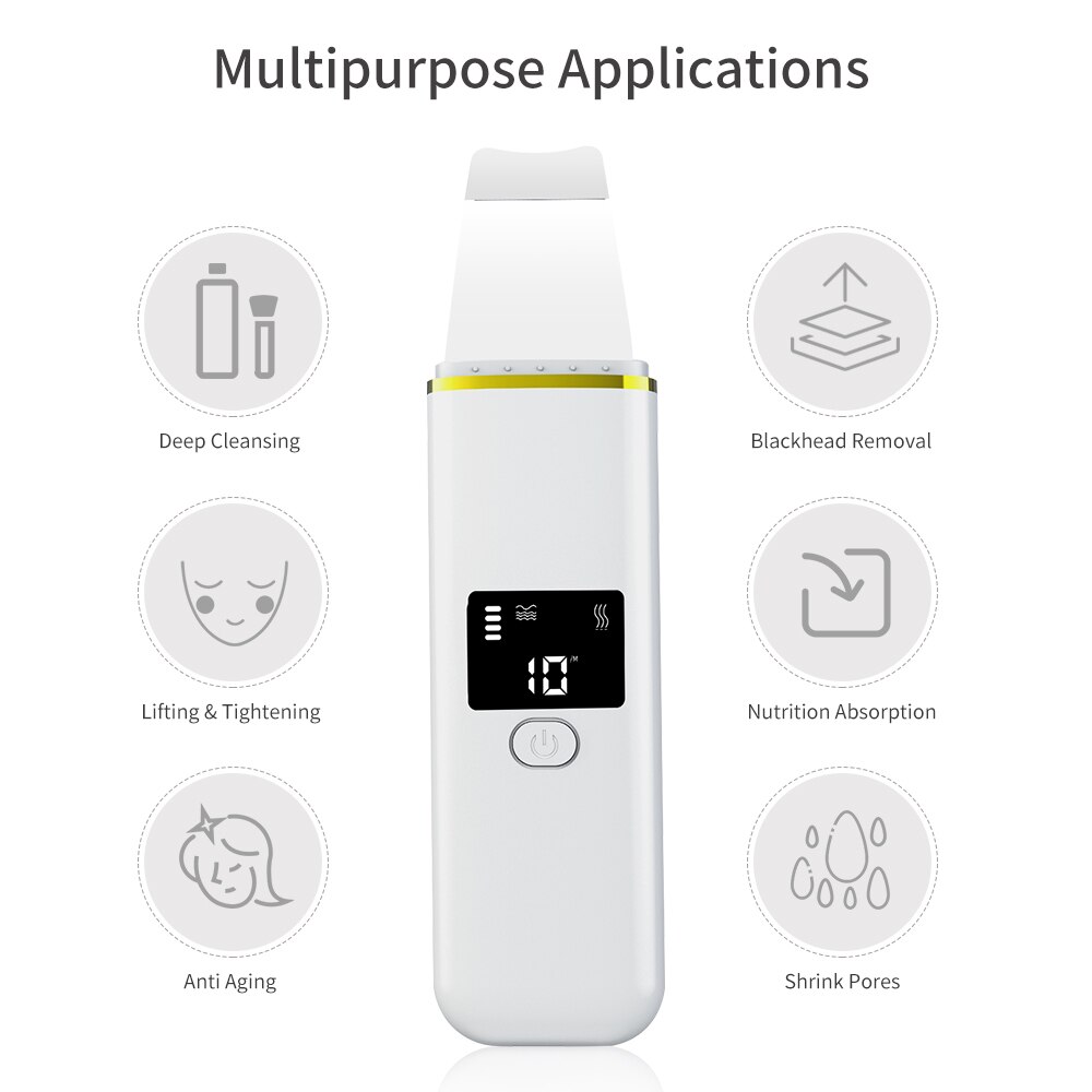 Espátula Facial de iones de ultrasonido, limpiador de poros, masajeador de limpieza profunda, Lifting de la piel, eliminación de espinillas, pala exfoliante Facial