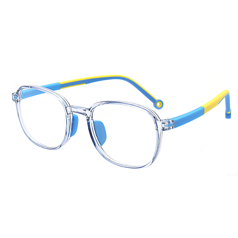 Firkantet blåt lys briller optisk ramme børn dreng piger computer gennemsigtig blokerende anti reflekterende briller uv: Blå