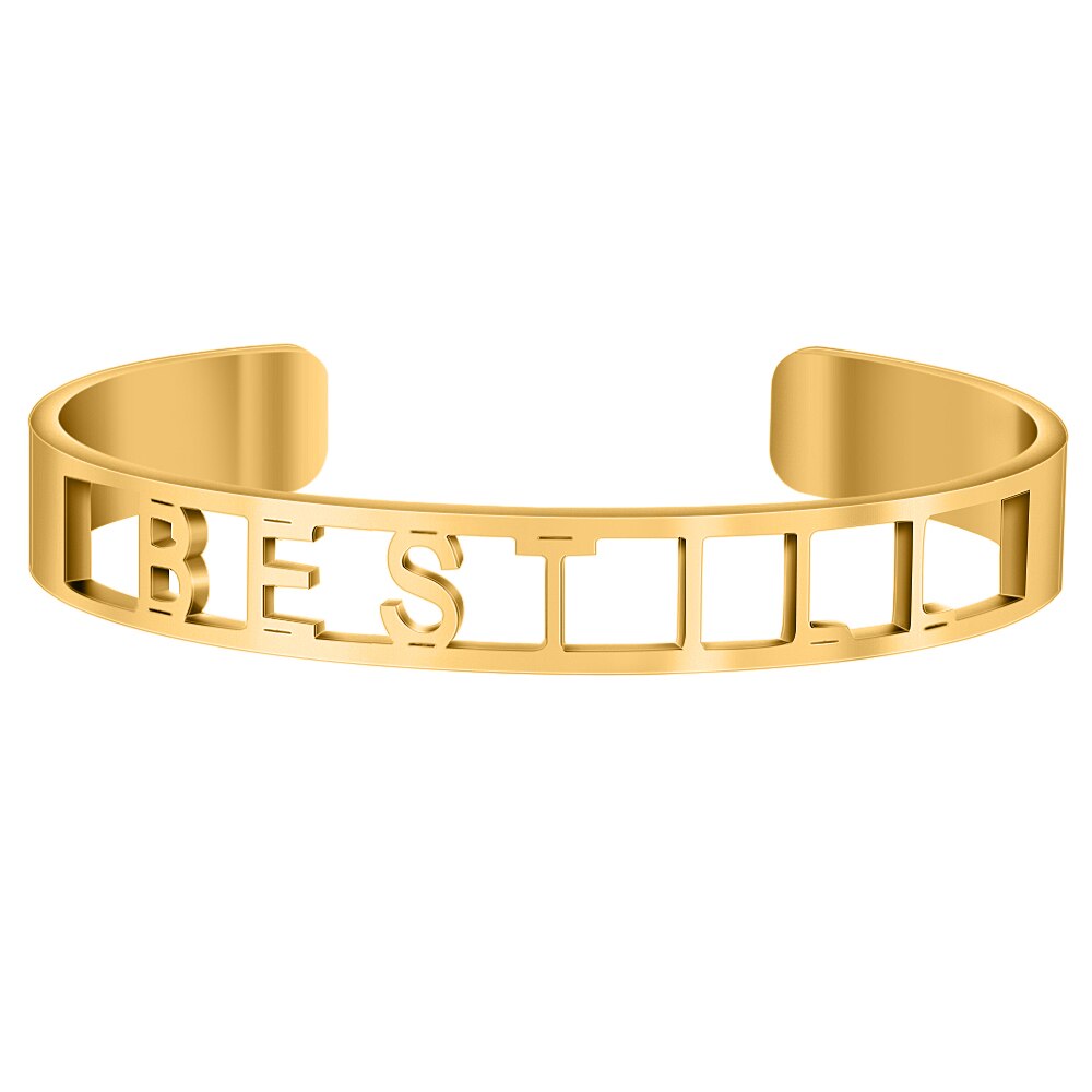 Cor do ouro oco para fora de aço inoxidável palavras inspiradoras positivas mantra mantra mantra pulseira pulseiras para homem presente feminino: BESTILL