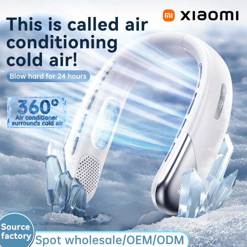 Xiaomi 8000 mAh USB Hängenden Hals Fan Tragbare Blattloser Mini Wiederaufladbare Stumm LED Digital Display Elektrische Fans Luftkühler heißer