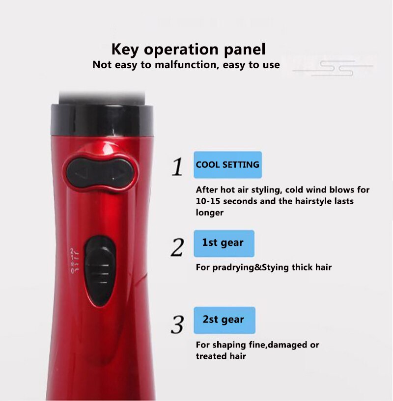 2 In 1 Roterende Borstel Air Styler Kam Krultang Roll Styling Borstel Föhn Blow Met Nozzles 2 speed &amp; 3 Warmte Instelling