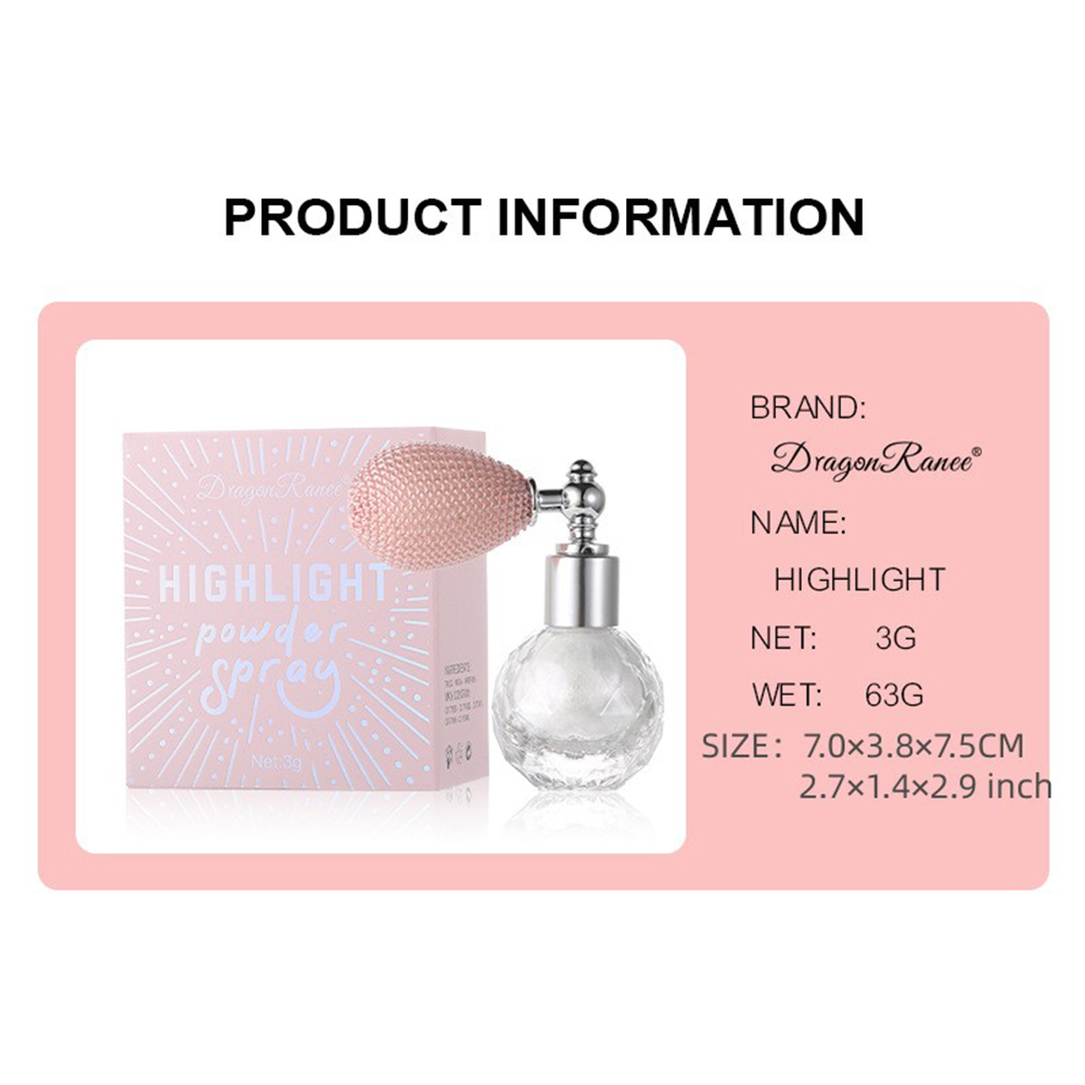 Shiny Glitter Body Powder Highlighter Spray with High Gloss Shine and Sparkle, Suitable for Face and Body Makeup Highlighter