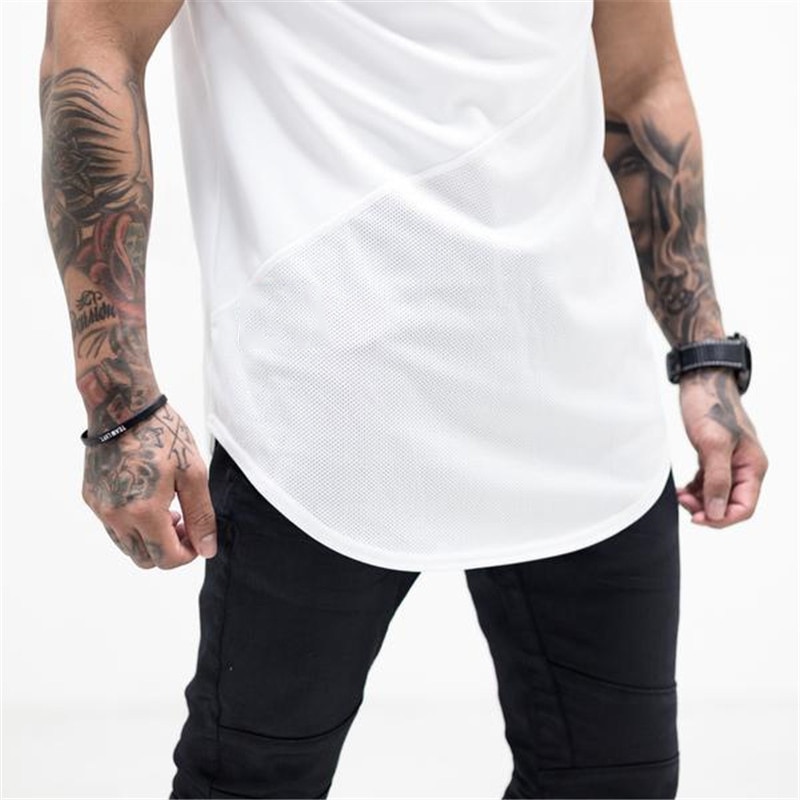 Muscle Fitness Sports T-shirt Men's Summer Stitching O-neck Half Sleeve Sweat-absorbent Breathable Sweatshirt Sportswear Jogging