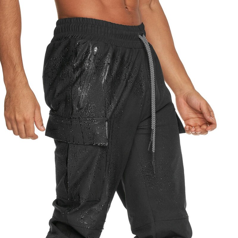 Men Running Sports Pants Skinny Sweatpants Multi-pocket Trackpants Gym Fitness Training Trousers Male Tennis Sportswear
