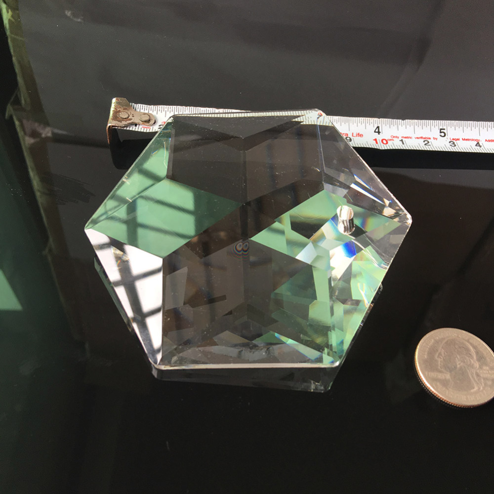 100mm verre cristal lustre pendentif artisanat Art hexagramme prisme capteur de soleil suspendus ornement Fengshui Xms