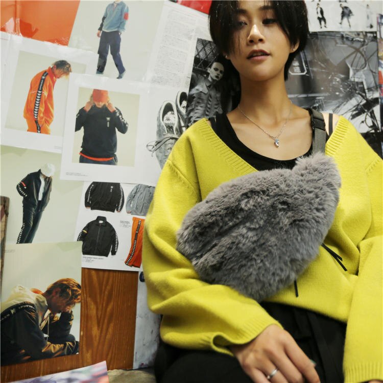 Pelliccia del Faux per le Donne Alla Moda di Inverno Della Peluche Sacchetto Della Vita Femminile casuale Borsa con Tracolla Sacchetto Del Telefono anca culo Borsa 2019