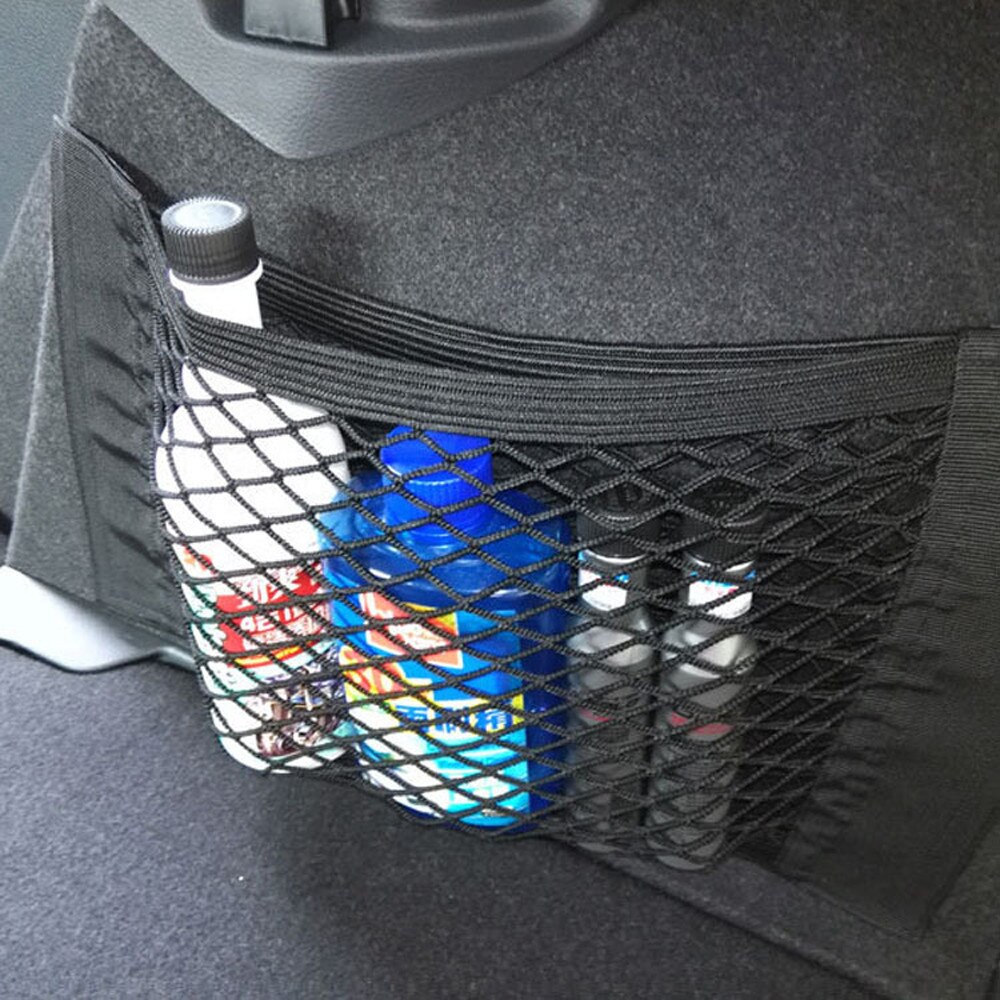 Bil interiør garn bil koffert sete rygg elastisk mesh nett bil styling oppbevaringspose lomme bur