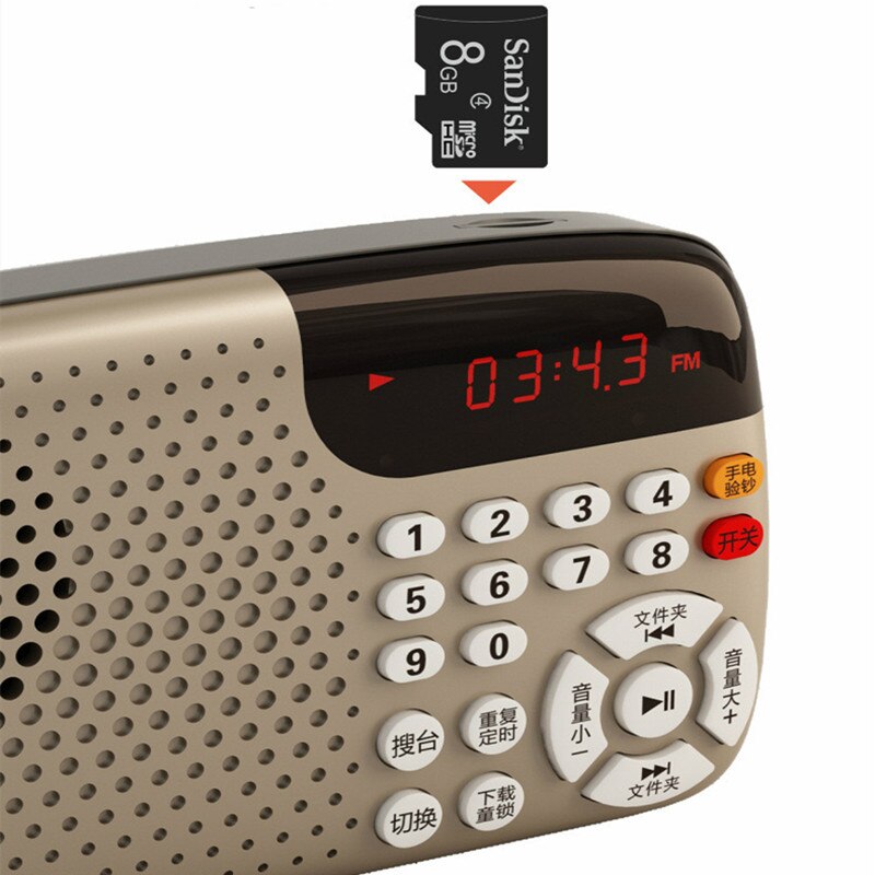 MINI Version Card Speaker LED Display Portable Speaker Tone USB&amp;TF Radio Morning Exercise Singing Machine for the Elderly