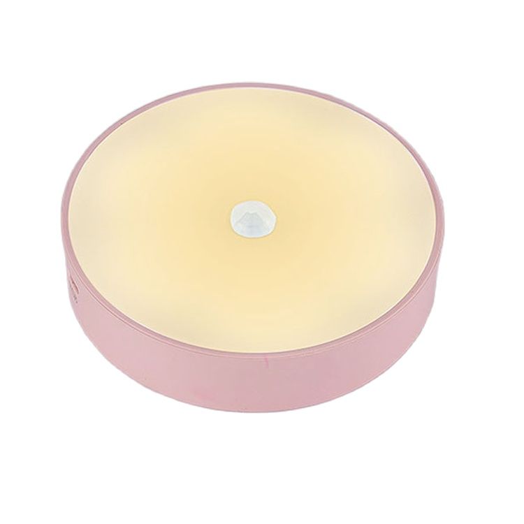 Menselijk Lichaam Sensor Led Nachtlampje 3AAA Menselijk Lichaam Inductie Lamp Lichtintensiteit Sensoren Creatieve Night Light Thuis Slaapkamer: Pinkyellow