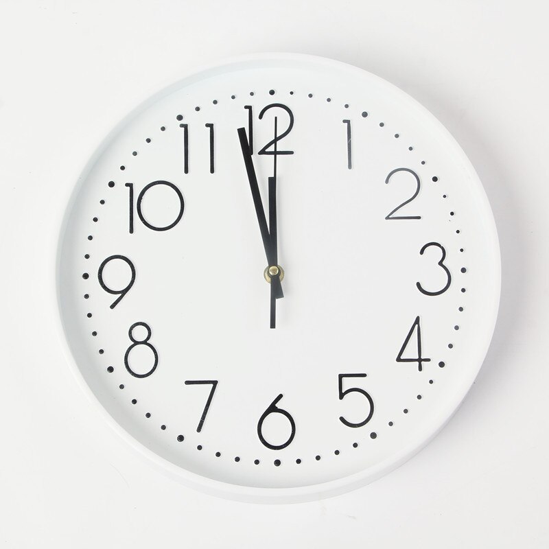 Wall Clock European Style Large with Numbers Mute Wall Clock Pastoral Style Wall Clock Sweep Circle Clo: 3002 White Plate Black