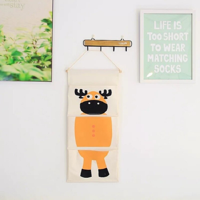 Sac de rangement suspendu à trois couches, sac suspendu mural pour recevoir un sac suspendu après la porte, sac en tissu: Elk