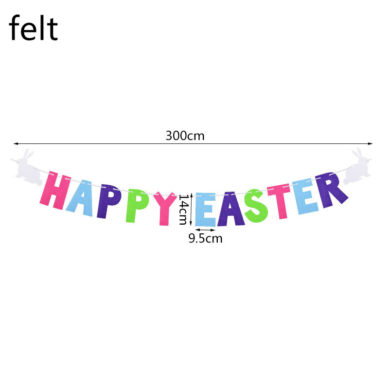 1set Happy Easter Decor Felt Banner Easter Egg Rabbit Paper Garland For Easter Party Festival Home Wall Hanging Buntng Photoprop