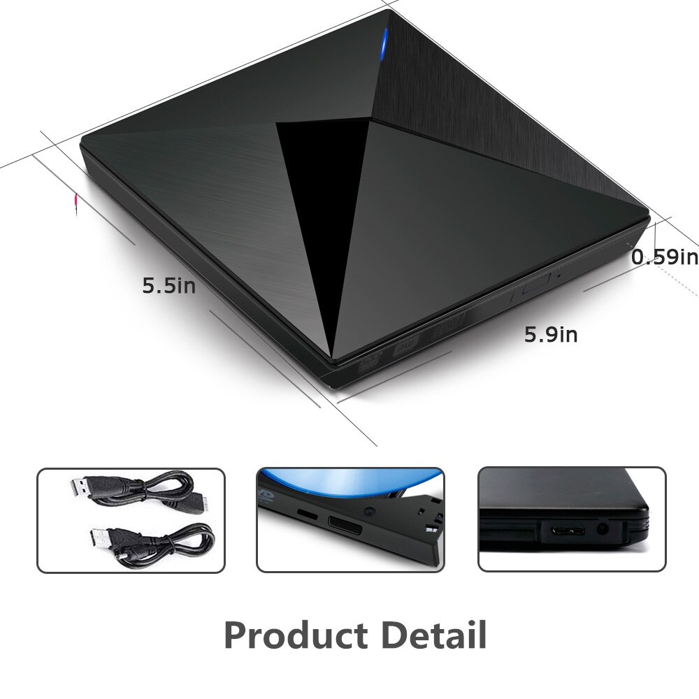 Kuwfi externe usb 3.0 drive cd dvd usb optische drive dvd rw cd-brander cd/dvd-romspeler voor laptop/pc