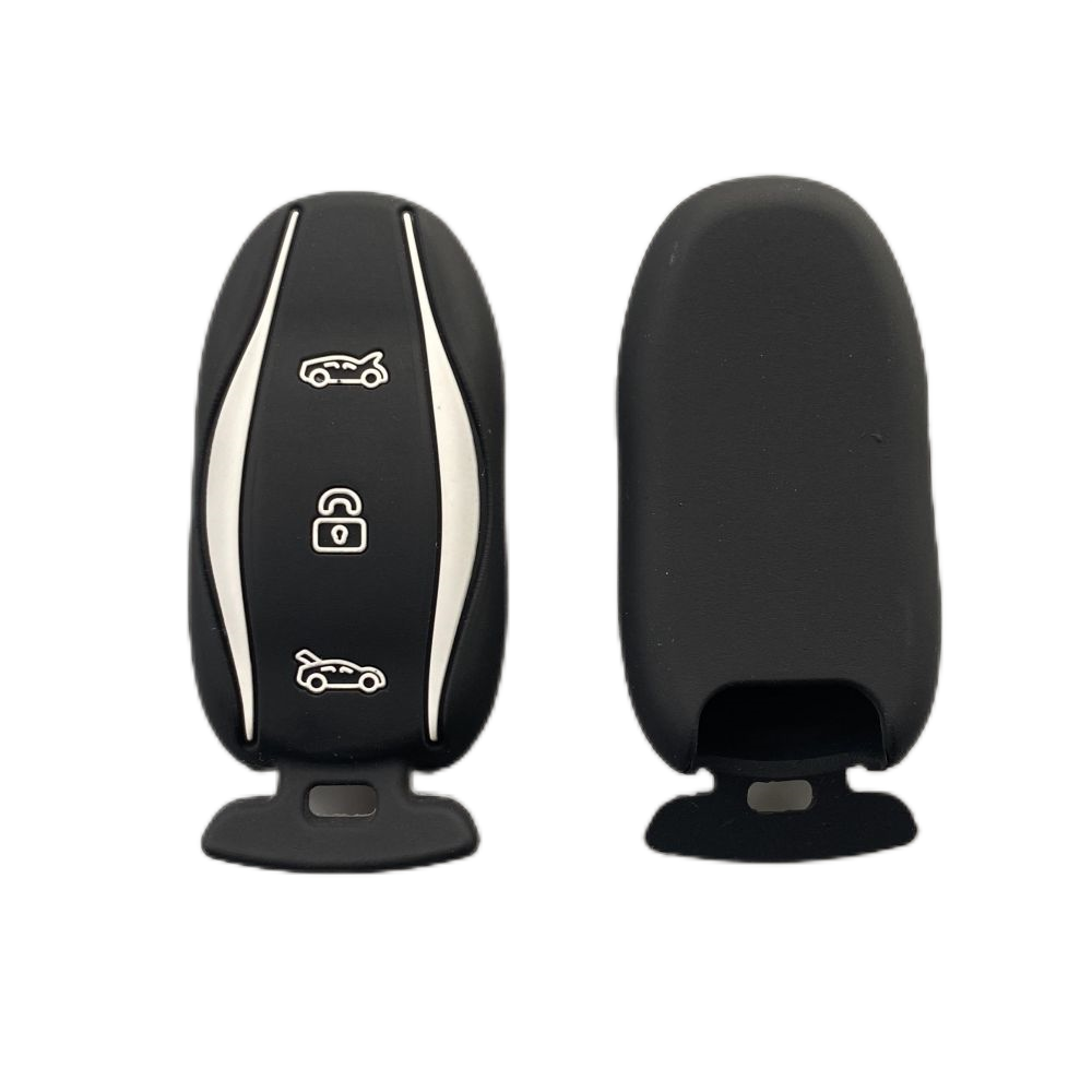 3-knoppen siliconen autosleutel beschermhoes beschermer rubberen huid houder sleutelhanger accessoires voor Tesla Model S P85D P70 afstandsbediening set