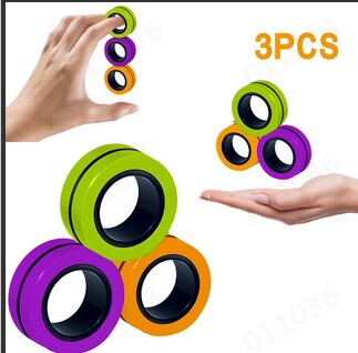 3pcs Fidget Spinner Funny Magnetic Bracelet Ring Unzip Toy Magic Ring Props Tools Anti Stress Figet Toys Stress Child Fidgets: C