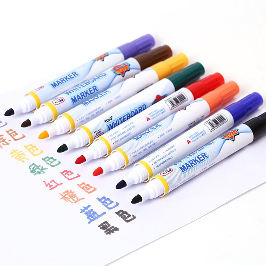 8x Whiteboard Marker Kids Droge Wissen Markers Pen Voor Papier Glas Keramische Schilderij