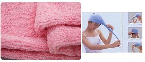 Microfiber hurtigtørrende håndklæde hår magisk tørring turban wrap hat slik farve kasket spa badehætter