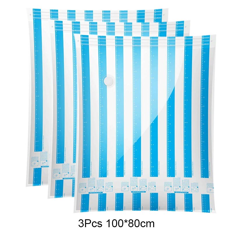 Vakuum Lagerung Taschen für Kleidung Decken Kissen Raum Sparer Größe extra Starke Vakuum Verpackung 60x40cm 70x50cm 80x60cm 100x80cm: 3Stck 100X80CM