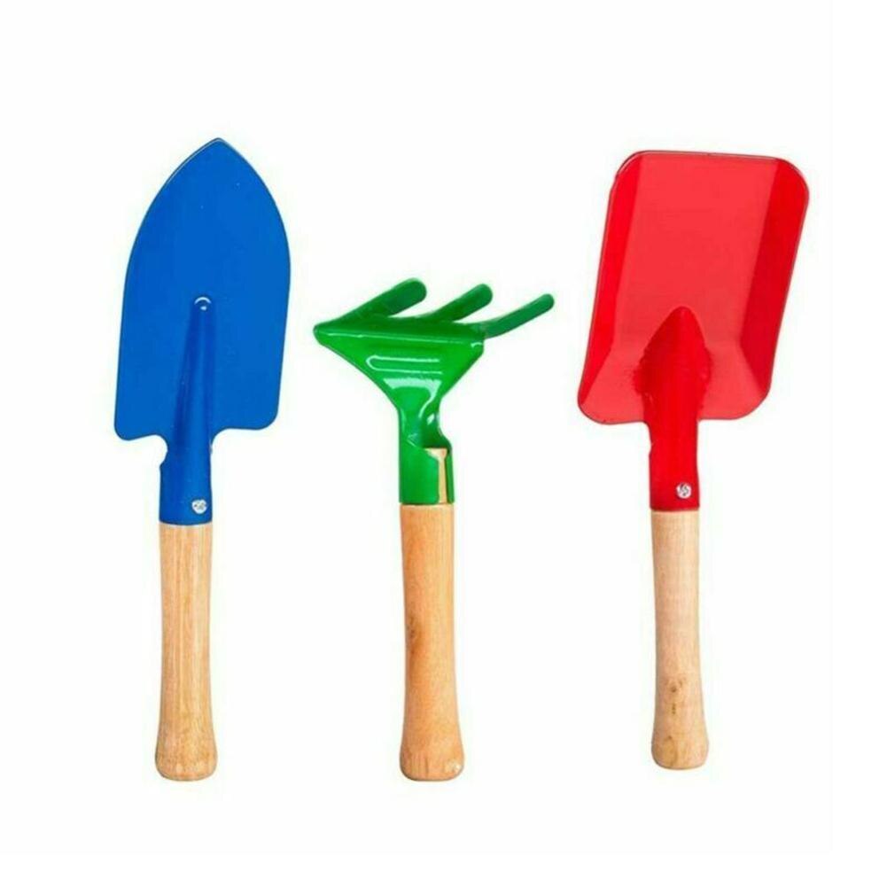 Pala de hierro de madera para niños, juguete de playa para jugar en la arena, para niños, 3 unids/lote