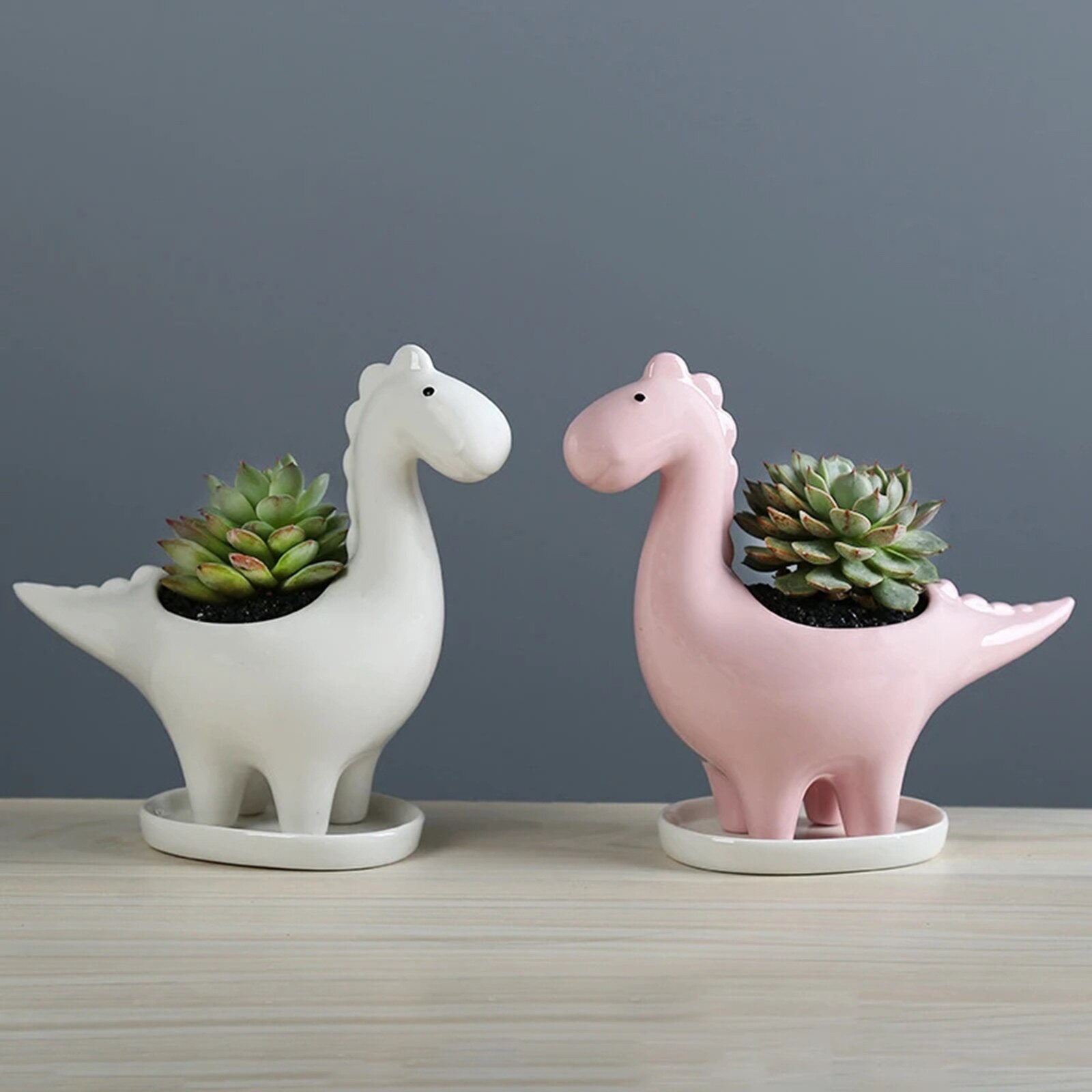 Creatieve Keramische Leuke Dinosaurus Bloempot Succulente Tuin Tafelblad Decoratie Met Lade Dinosaurus Bloempot Bloempot