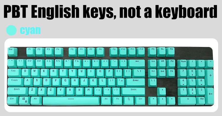 Russian/ PBT English Languag Keycaps Variety Of Color Choices For Cherry MX Mechanical Keyboard Key Cap Switches 104 Keys: cyan PBTEnglish vers