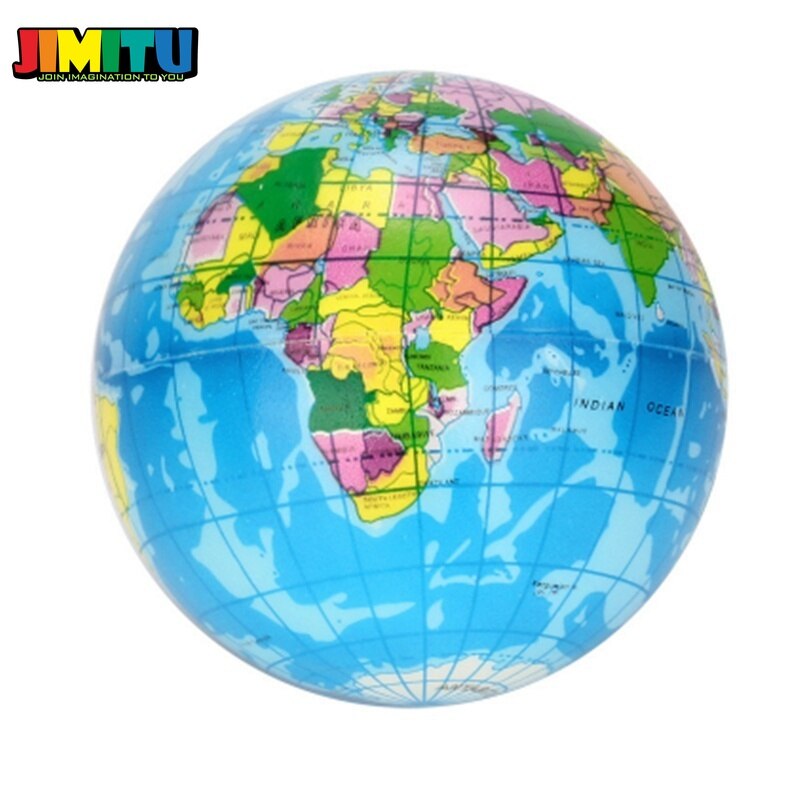 JIMITU divertida pelota de espuma para aliviar el estrés de 63mm con el mapa del mundo, globo Atlas, palma, bola para apretar, Planeta Tierra, divertida pelota antiestrés