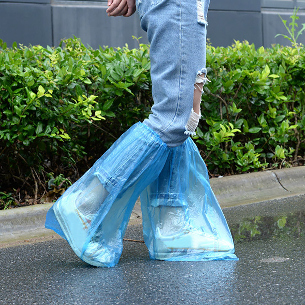 thumbnail image 2 of 20Pcs Shoe Covers For Rain Disposable - Waterproof Plastic Clear Heavy Duty Shoe Covers For Men And Women 2 of 9