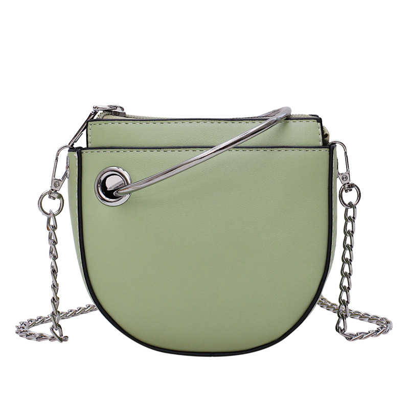 halfronde Vrouwen Zadel Draagtas Candy Kleur Metalen Handvat Handtas Crescent Schouder Tas Dame Crossbody tas: Groen