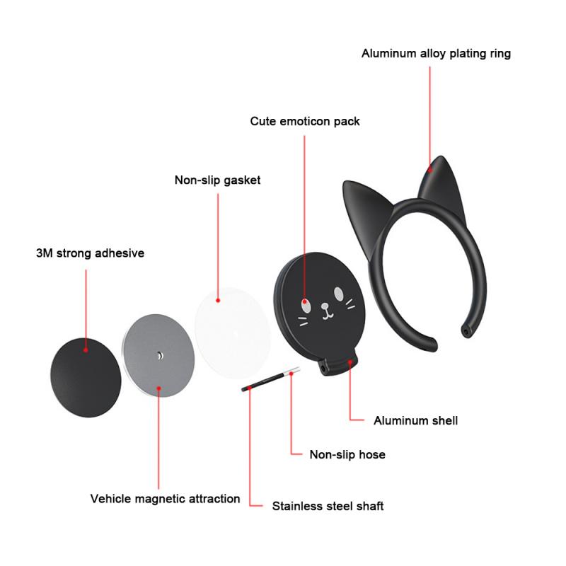 Universal Mobile Phone Holder Stand Magnetic Ring Bracket Car Cute Cat Mobile Phone Bracket Ring Buckle For iPhone Samsung