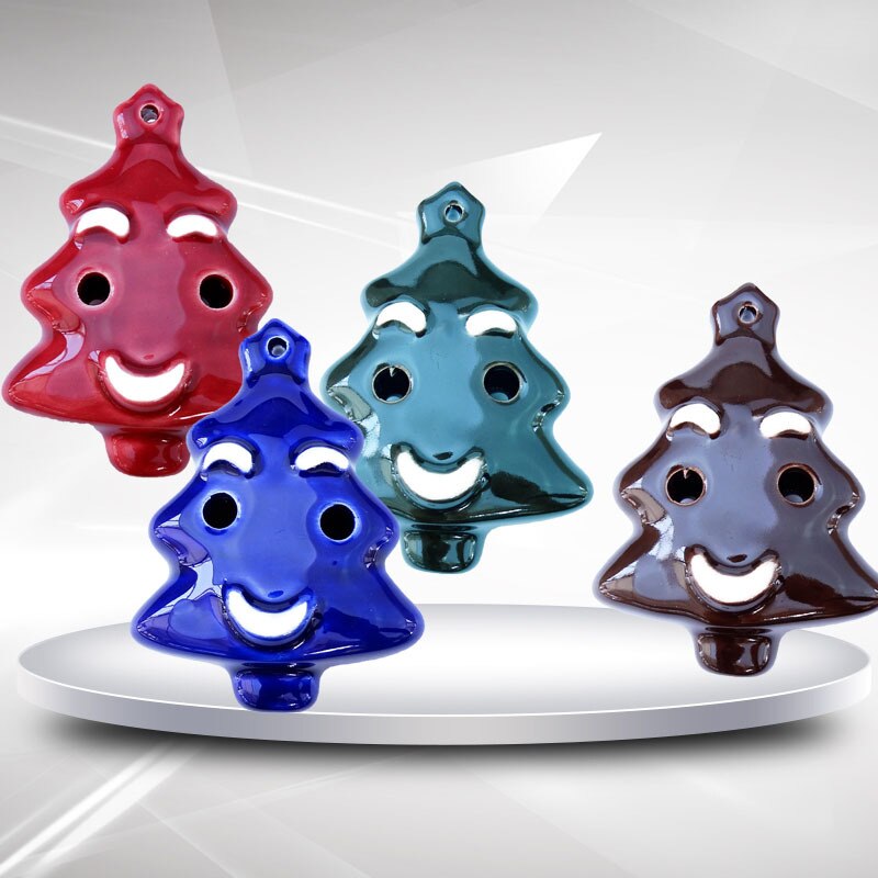 Ocarina 6 otwór kartonowa choinka bożonarodzeniowa porcelany flet dzieci początkujący instrument muzyczny