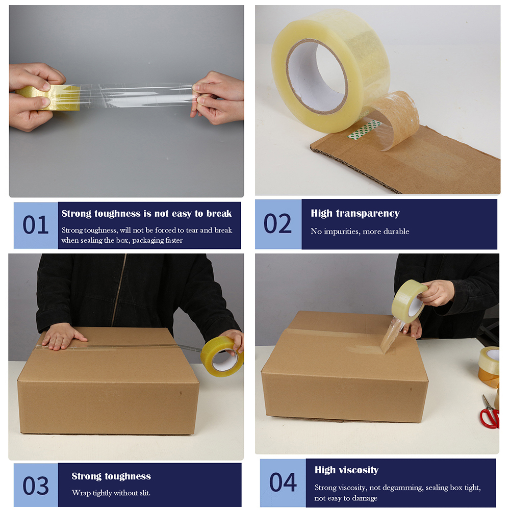 Transparent Packaging Tape High Viscosity Large Roll Sealing Packing Tape Daily Office Handmade Household Clear Adhesive Tape