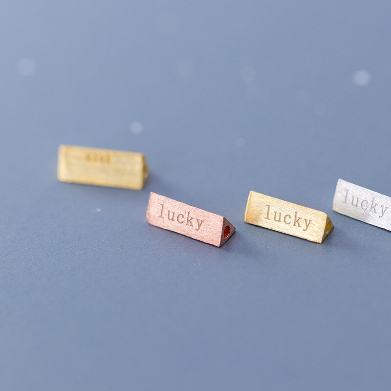 100% 925 Sterling Silver Wire Drawing Triangle Spacer Beads lucky Engraved S925 Silver Beads DIY Jewelry Make Bracelets Necklace