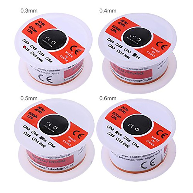 4 stk tin bly tin tråd smelte kolofonium kerne lodde loddetråd rulle 0.3mm 0.4mm 0.5mm 0.6mm 2%  flux spole svejselinje