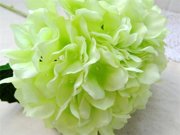 10Pcs Zijde Enkele Stem Big Head Hortensia Bloem Tak Kunstmatige Hydrangea Macrophylla Voor Wedding Party Decoratie Bloemen: green