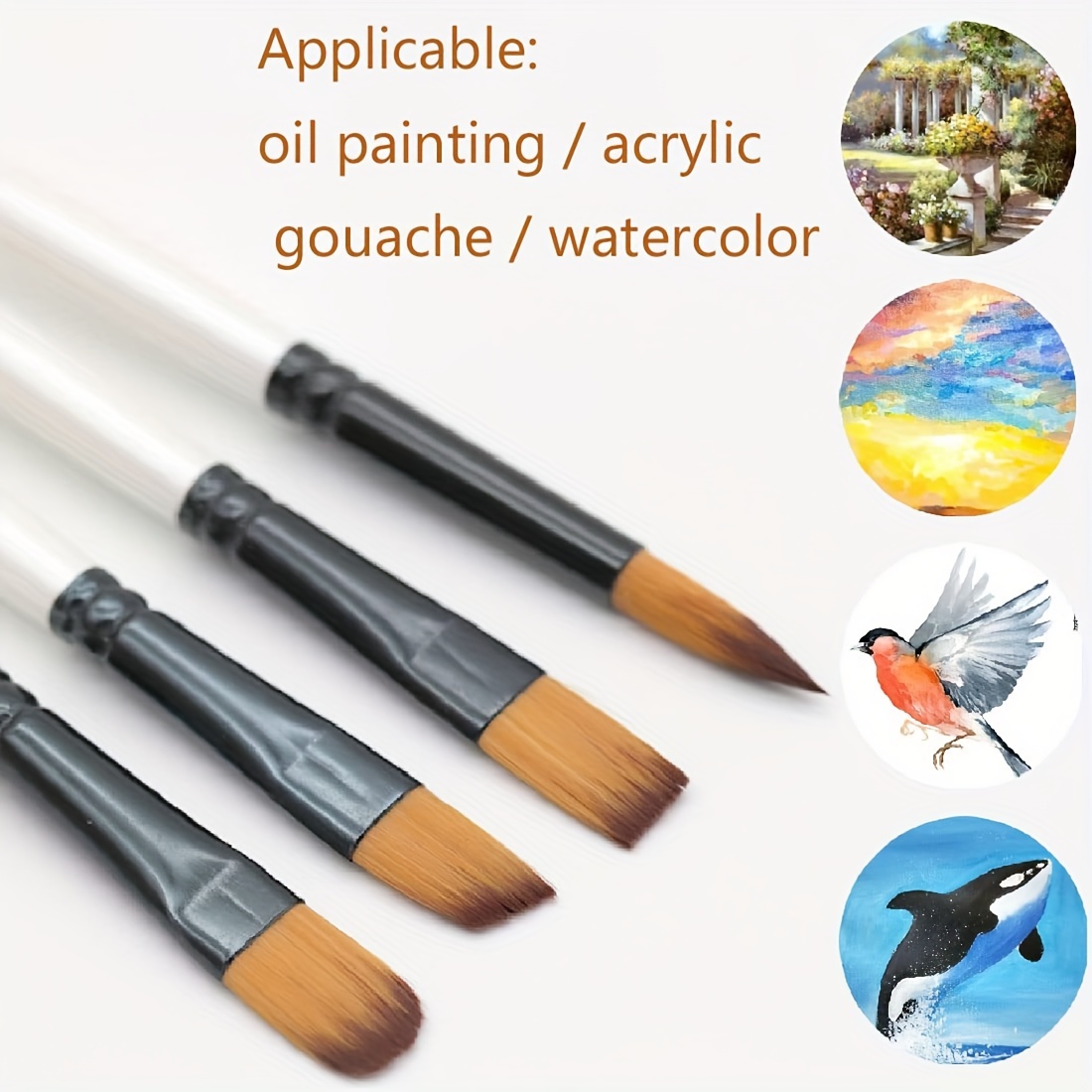 32pcs Artist Paint Brushes Set, Nylon Bristle With Round Filbert Flat Fan Angle Detail Brush For Acrylic Oil Watercolor Painting