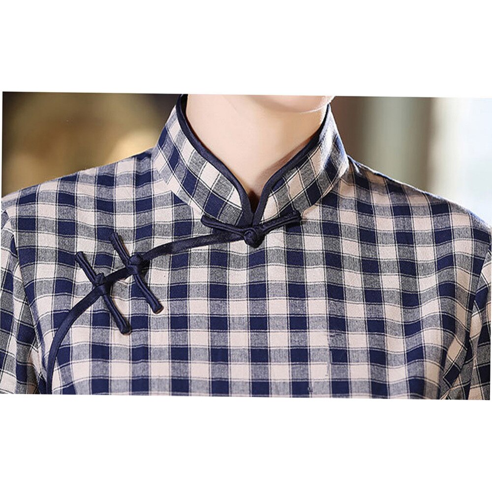 Neue Chinesischen Tradition frauen Baumwolle Plaid Blusen Hemden Spitzen S M L XL XXL LGD09212