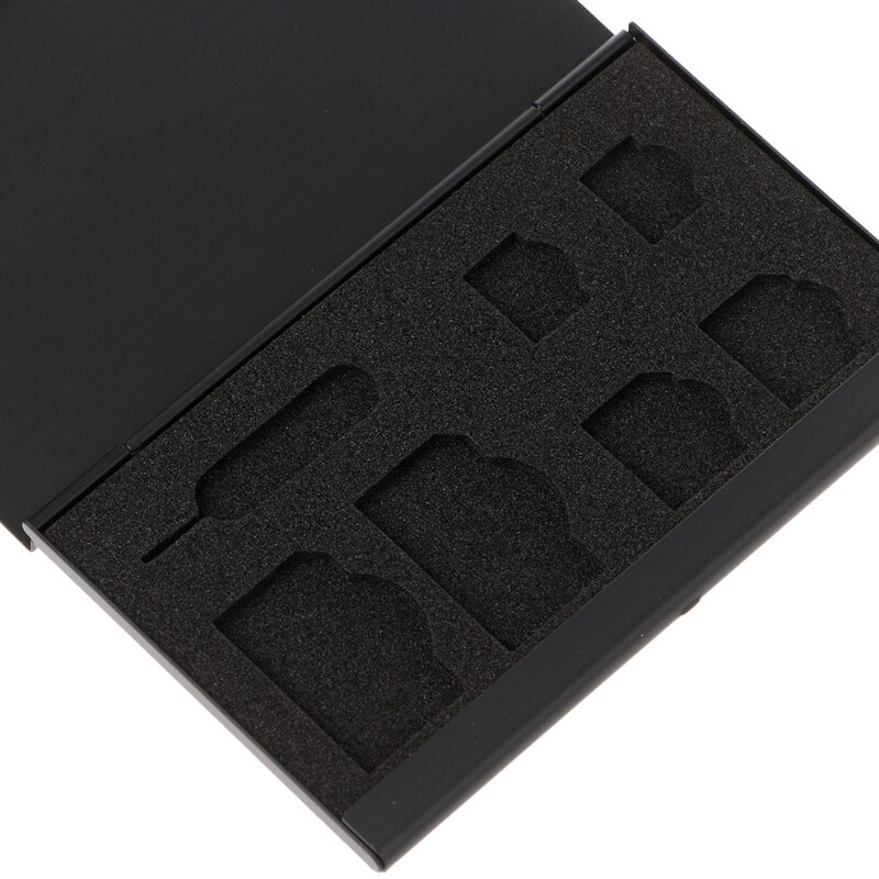 Monolayer Aluminum Alloy 1 Card Pin + 6 SIM Card Holder Protector Storage Box Case