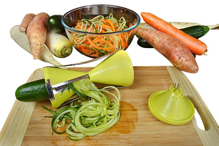 4-Blade Plantaardige Spiral Slicer Cutter Spiralizer Voor Wortel Komkommer Aardappel Courgette Courgette