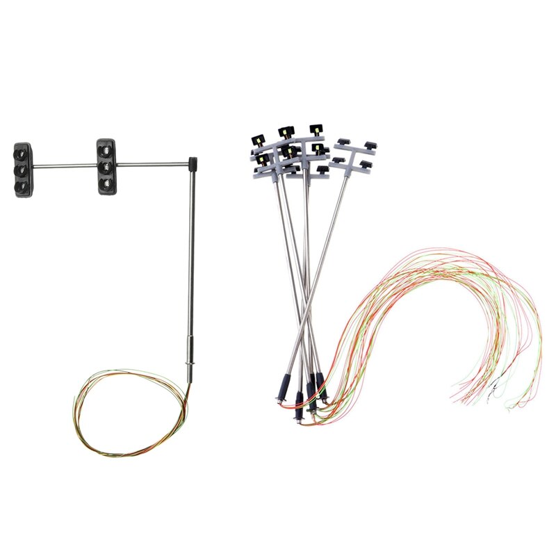 5pcs 1:100 Ho Scale 4 Led Street Lights Scenery Mini Lamppost & 1pcs 3 Color Traffic Light Signals Scale Model 6 Led