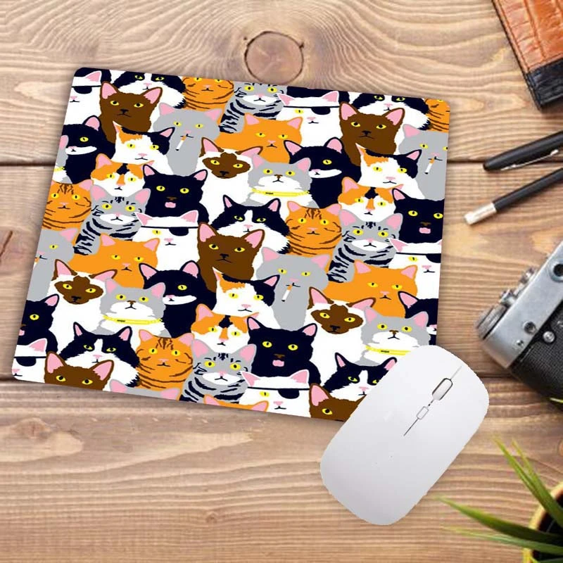 Wielka promocja 22X18CM Cartoon Cute Cat Head Cool Designs HD Table Mouse Pad Laptop Computer Gaming Keyboard Mousepad Animal Mat: XXL / COFFEE