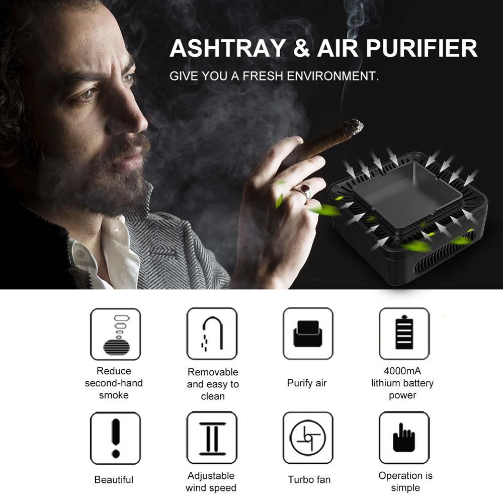 Thuis Luchtreinigers Oplaadbare multifunctionele Asbak Air Cleaner Mini Auto Air Verse Filter Purifier Asbak Auto Luchtreiniger