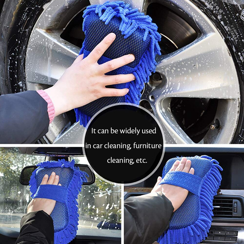 SPTA Microfiber Car Wash Sponge Premium Chenille Lint-free Scratch-free Ultra Soft Automobile Cleaning Sponge Ultimate Wash Mitt