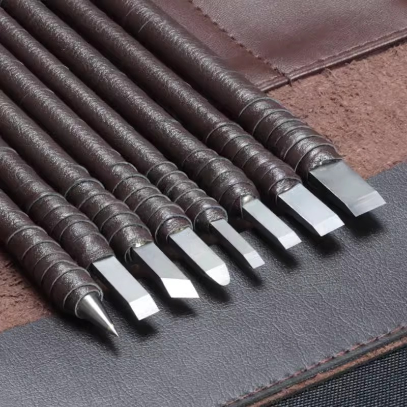 8/10Pcs Tungsten Steel Stone Carving Hand Tools Set Stone Carving Chisel Set Woodworking Carving Hand Tool Set