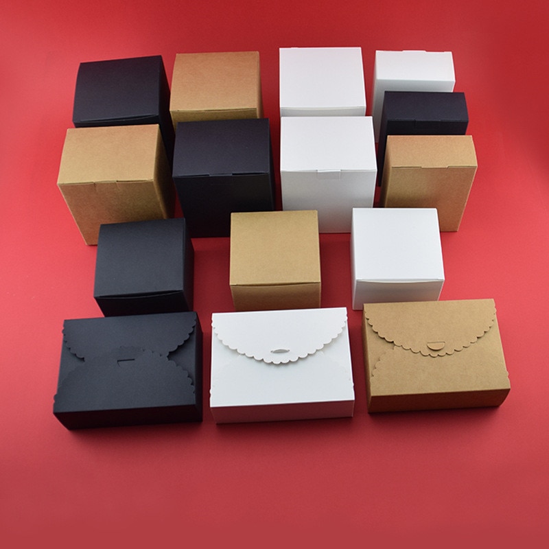 Kleine Kraft papier Kasten braun weiß schwarz karton handgemachte seife Kasten süßigkeiten schmuck verpackung Kasten Karton Karton