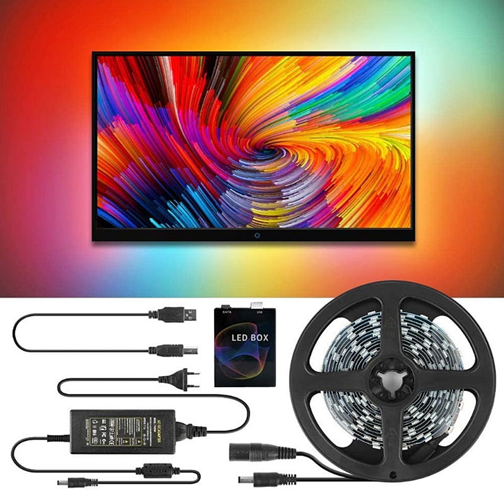 DIY Ambilight RGB USB 60 LED Strip Light Computer HDTV TV Desktop PC Screen Backlight Lighting 5M Ambilight Kit Droshipping
