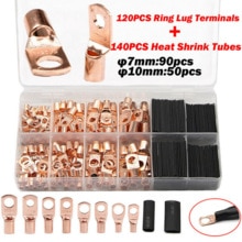 60Pcs/260Pcs &amp; Toepassing Rate Auto Auto Open Vat Koperen Ring Lug Terminals Draad Blote kabel Crimp Wire Connectoren: 260pcs